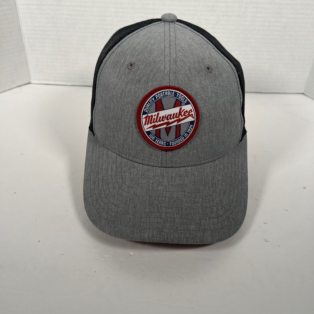 Milwaukee Tool 100 Year Anniversary Gray Black Mesh Trucker Hat Snapback‎